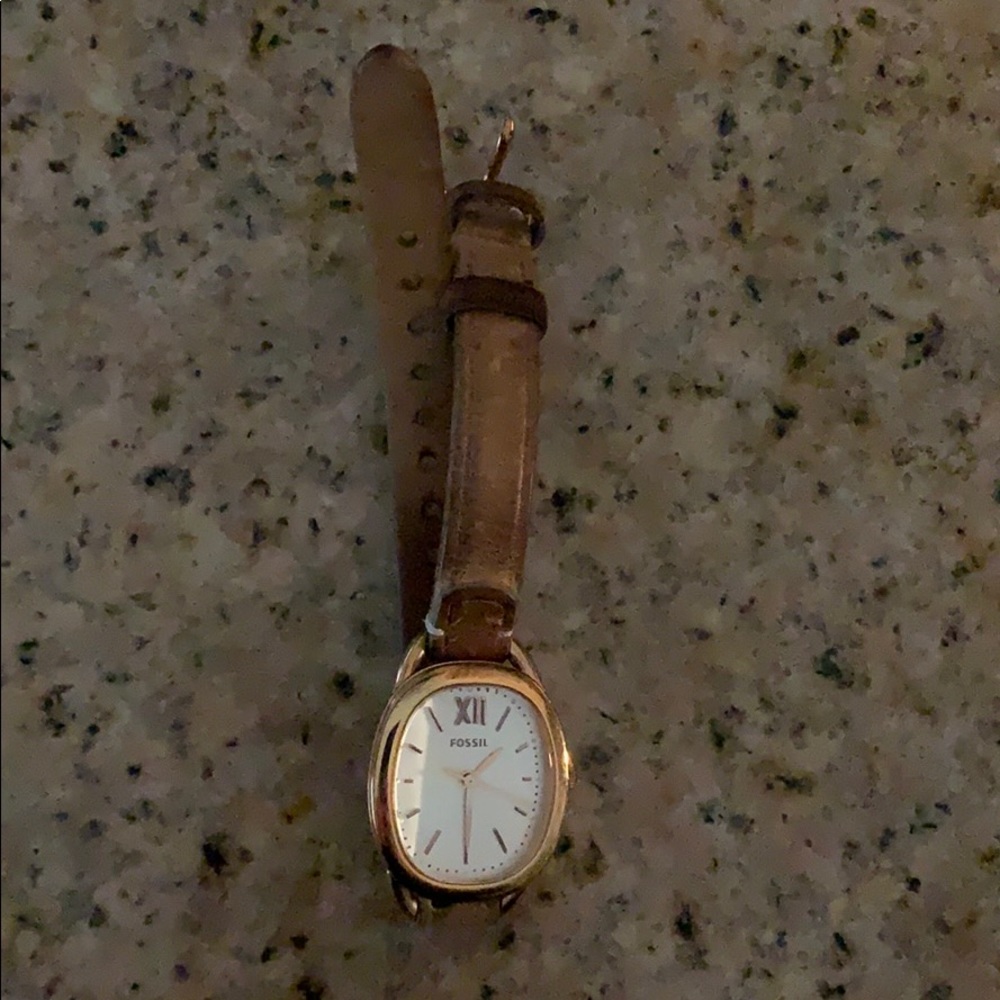 Fossil watch with leather strap